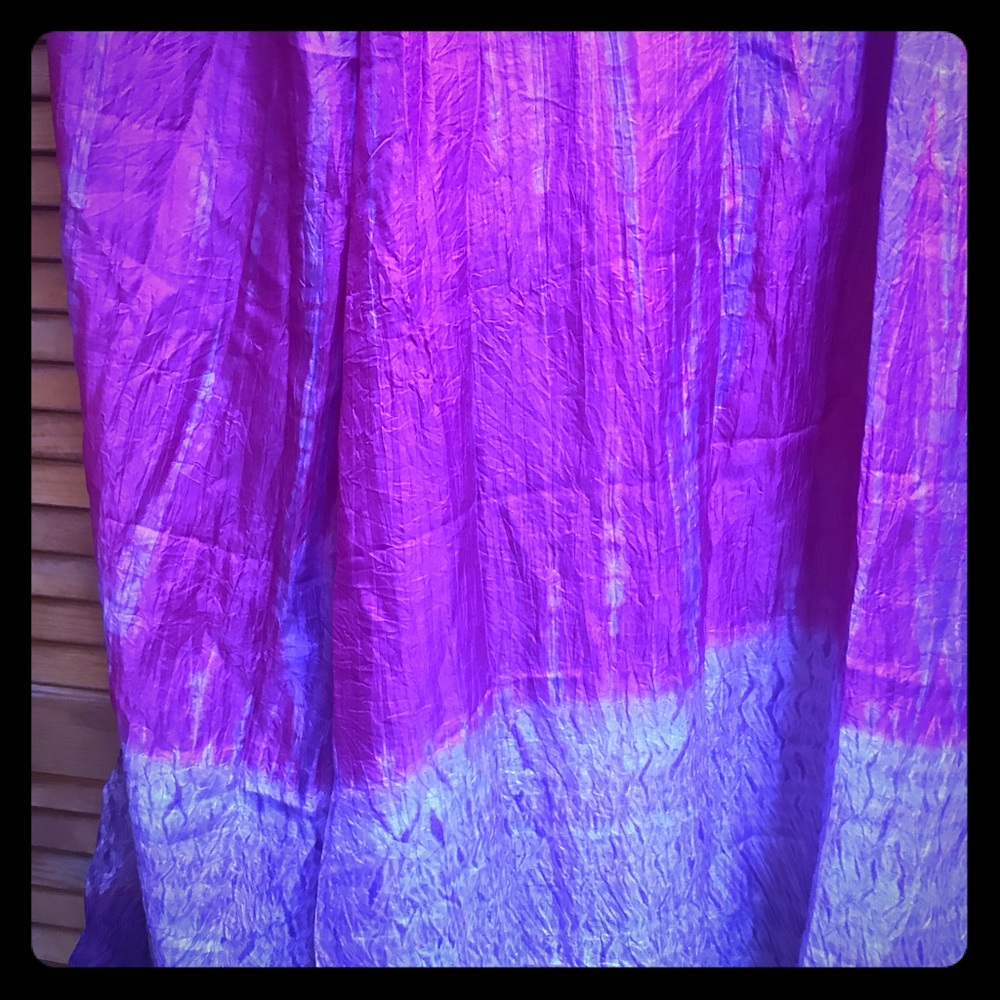 Large Hand Dyed Pink-Purple Silk Scarf